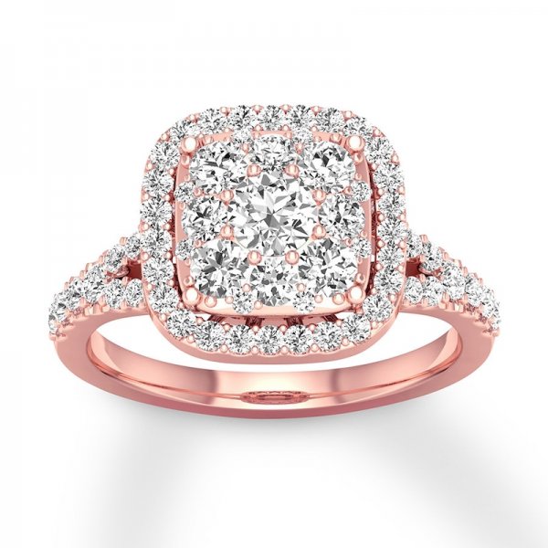 Crystal Engagement Ring/Round-cut Rose Copper and zinc alloy