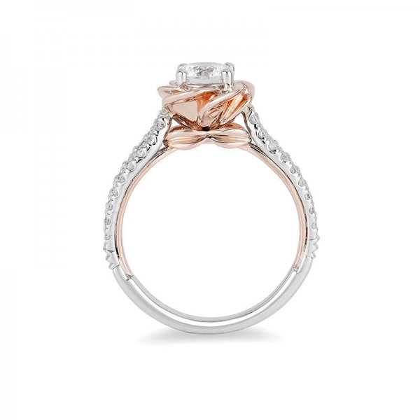 Crystal Rose Frame Engagement Ring in Two-Tone Copper and zinc alloy