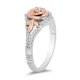 Crystal Rose Split Shank Ring in Titanium steel and Rose Copper and zinc alloy