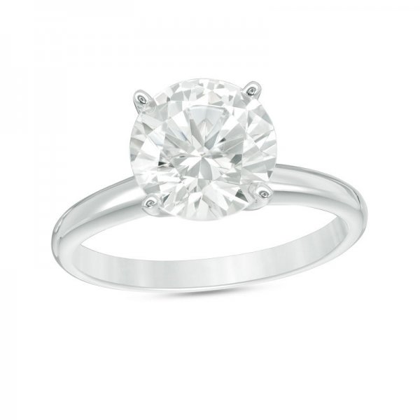 3 CT Certified Diamond Solitaire Engagement Ring in 14K White Gold (I/SI2)