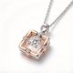 Two Tone Square Pendant Necklace