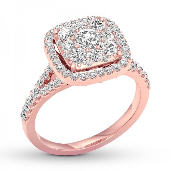 Crystal Engagement Ring/Round-cut Rose Copper and zinc alloy