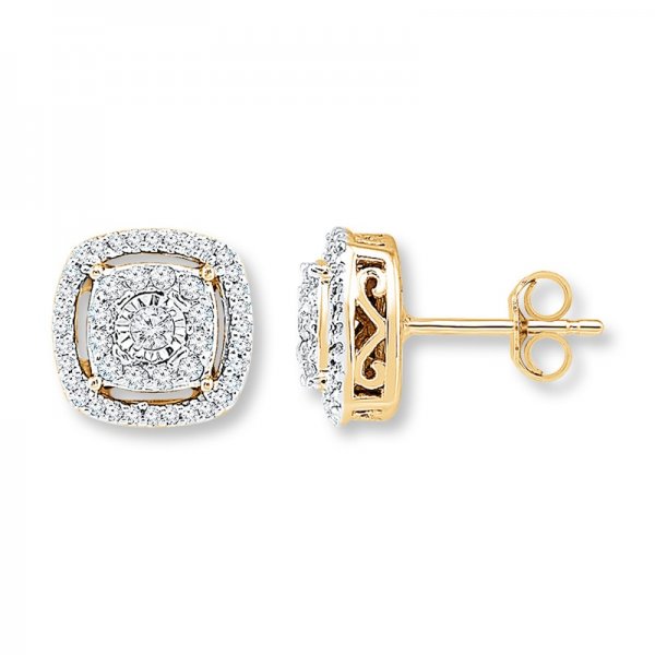 Crystal Earrings Round-cut Yellow Copper and zinc alloy