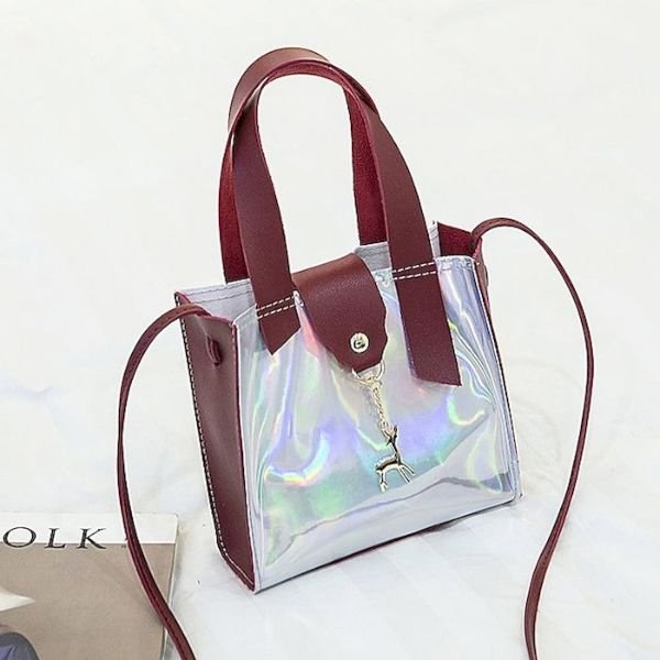 Women's Bags PU Leather PVC Plastic Crossbody Bag Color Block Classic Fashion Shopping Daily 2021 Black Blue Red Blushing Pink