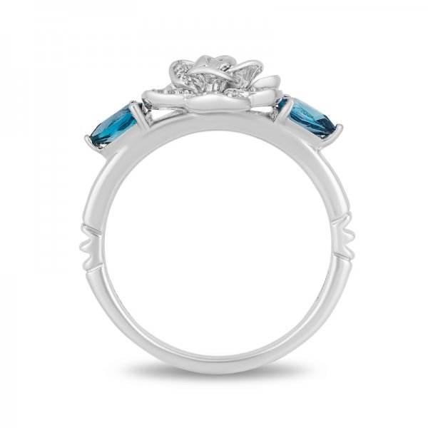 Collectors Edition Enchanted Cinderella 70th Anniversary Blue Topaz and Crystal Ring in Titanium steel