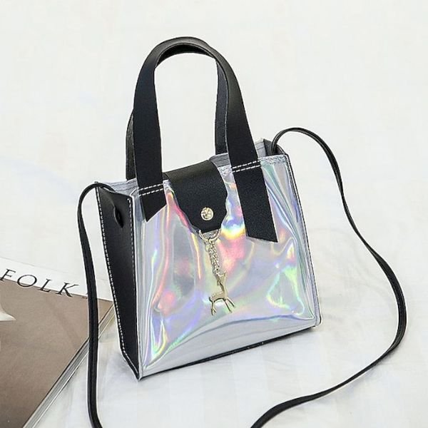 Women's Bags PU Leather PVC Plastic Crossbody Bag Color Block Classic Fashion Shopping Daily 2021 Black Blue Red Blushing Pink