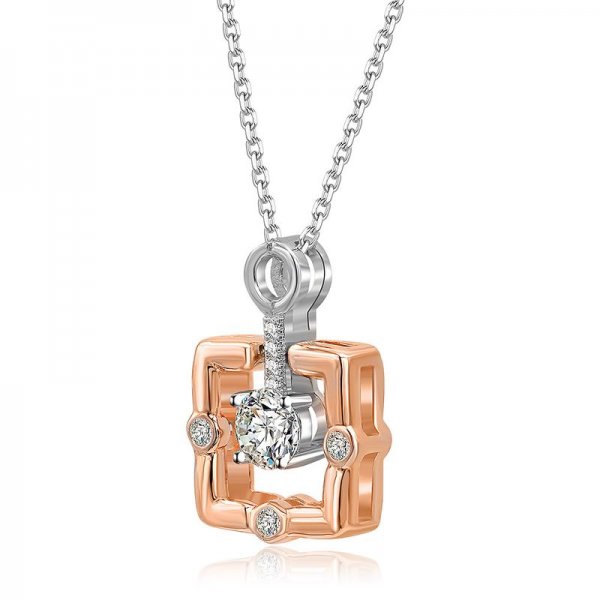 Two Tone Square Pendant Necklace