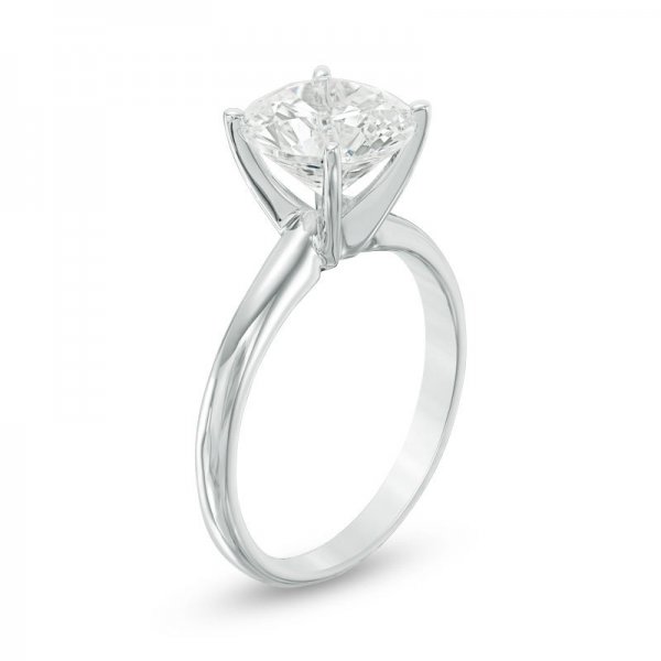 3 CT Certified Diamond Solitaire Engagement Ring in 14K White Gold (I/SI2)